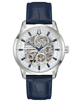 Men’s Classic Sutton Automatic Blue Leather Strap Watch 40mm